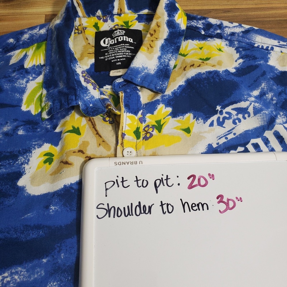 Corona Beer Shirt‎ Mens XL Hawaiian Tropical Resort Casual Button Up Luau Party - Picture 7 of 8